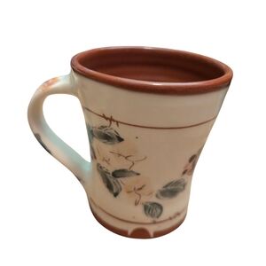Floral Ceramic Mug with Green Leaves